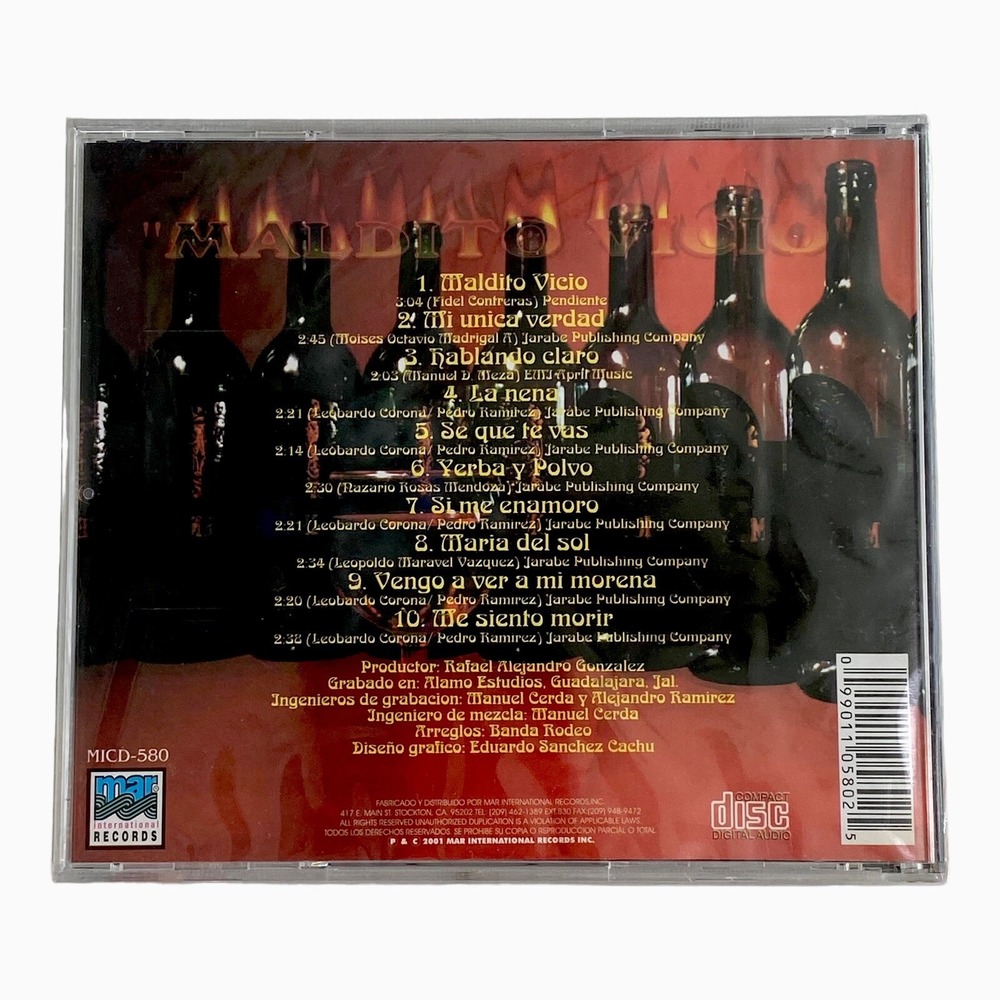 Banda Rodeo: Maldito Vicio (CD, 2001, Mar International Records) Latin, Sealed - Picture 2 of 4